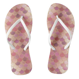 Tongs Rose Gold Shimmer Mermaid Échelle Motif