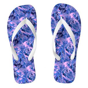 Tongs Rosella cramoisie bleu tropical