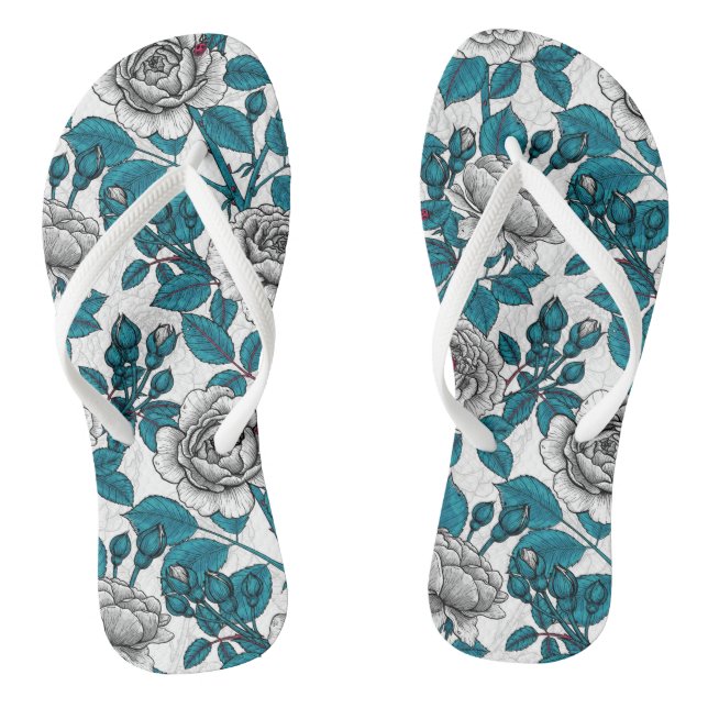 Tongs Roses blanches et coccinelles (Semelle)