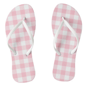 Tongs Roses et Blancs Gros En vichy chèques