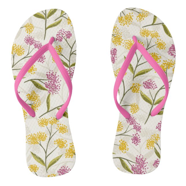 Tongs Roses jaunes et violets (Semelle)