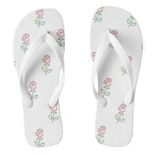 Tongs Roses Rouges, Motif De Roses, Fleurs
