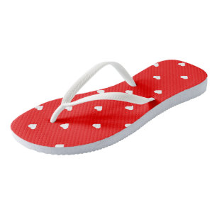 Tongs Rouge aux Coeurs Blancs