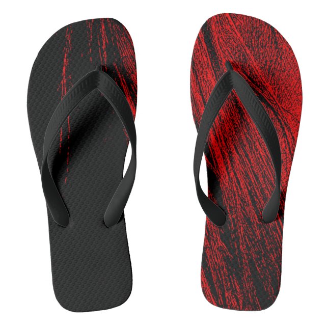 Tongs Rouge Black Horse Mane Abstrait Paire Flip Flops (Semelle)