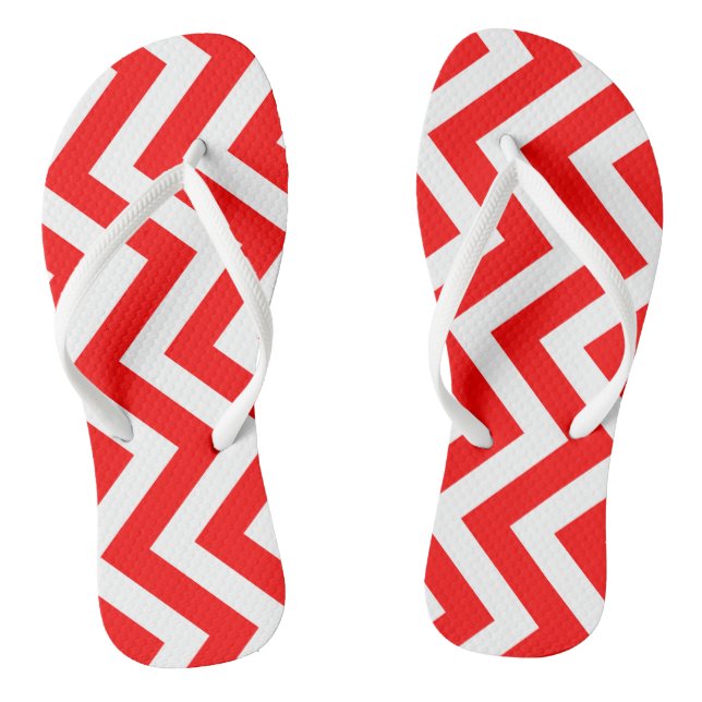 Tongs Rouge et blanc Grandes Dimensions Verticales Chevr (Semelle)