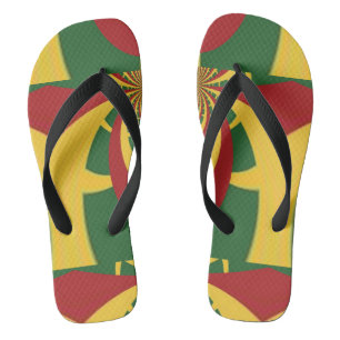 Tongs Rouge Golden Green Rasta Couleurs Design