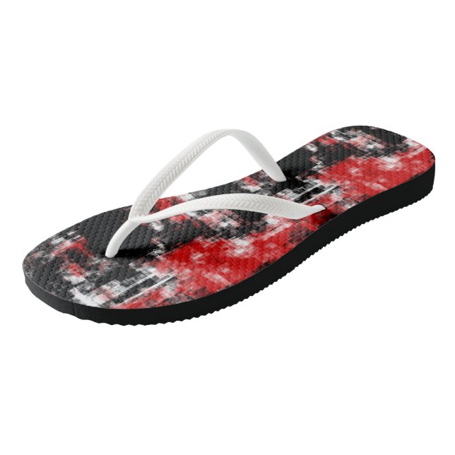 Tongs rouge noir et blanc abstrait (Incliné)