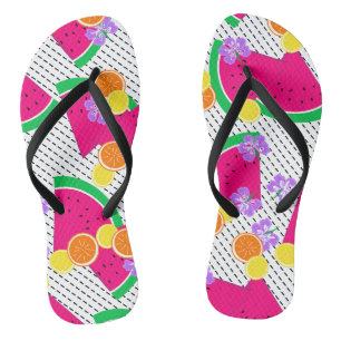 Tongs Rouge pastèque Lémons jaunes Tropical