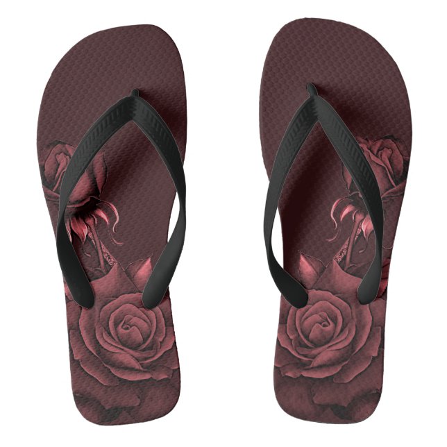 Tongs Rouge rose Roses Fleurs Maroon élégant (Semelle)