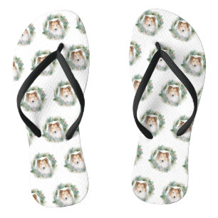 Tongs Rough Collie Christmas Wreath Festive Pup