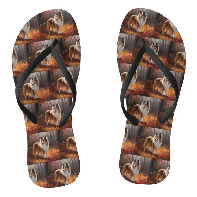 Tongs Rough Collie dans l'automne Leaves automne Inspire (Semelle)