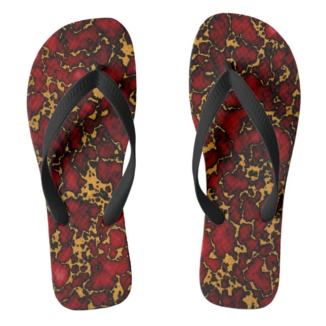 Tongs Royal Ruby Red et or Marble Texture Design (Semelle)