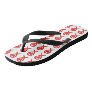 Tongs Ruban de sensibilisation au coeur rouge Art person