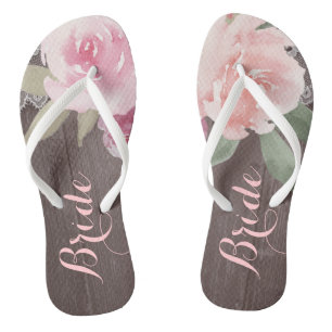 Tongs Russe aquarelle fleurie mariée mariage