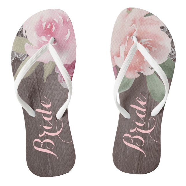 Tongs Russe aquarelle fleurie mariée mariage (Semelle)