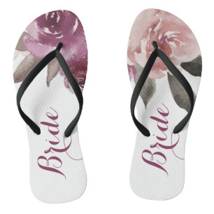 Tongs Russe aquarelle fleurie mariée mariage de automne