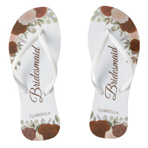 Tongs Rustique Automne Floral Élégant Mariage Bridesmaid