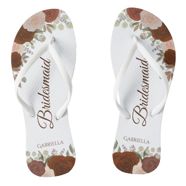 Tongs Rustique Automne Floral Élégant Mariage Bridesmaid (Semelle)