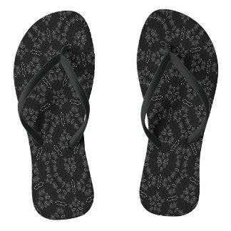 Tongs Sandale Été à Fleur de Dentelle Noire Élégante