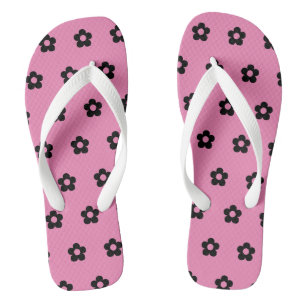 Tongs Sandale imprimée de fleurs de couleur noire sur fo