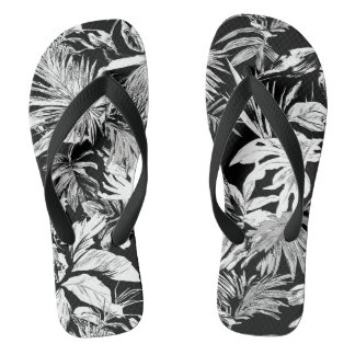Tongs Sandales à bascule tropicales noir et blanc pour l