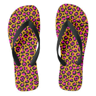 Tongs Sandales à imprimé guépard rose et orange
