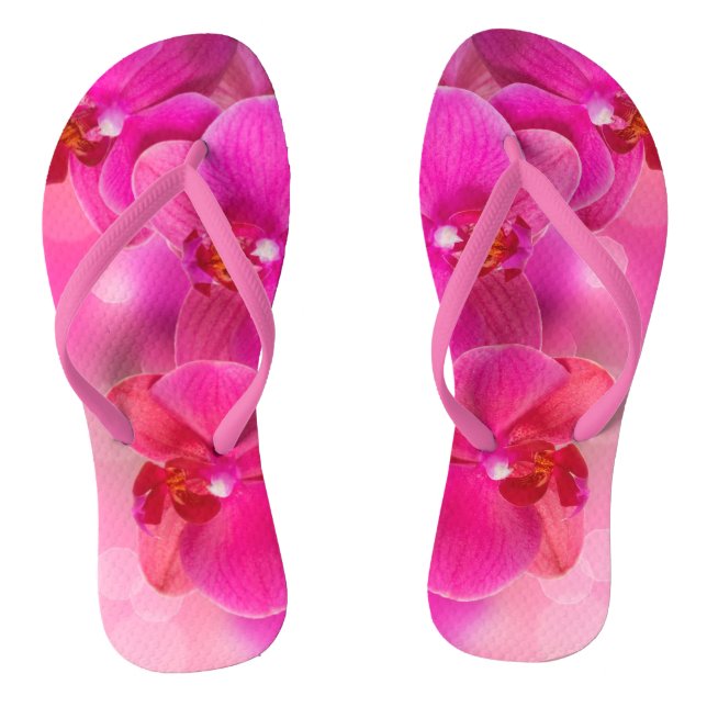 Tongs Sandales à lanières à fleurs d'orchidée rose (Semelle)