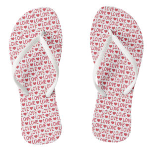 Tongs Sandales à motif d'amour rouge