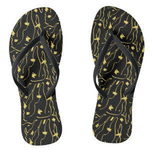 Tongs Sandales à motif d'art abstrait jaune