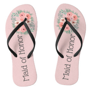 Tongs Sandales à rabat de demoiselle d'honneur florales