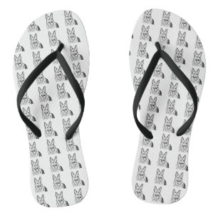 Tongs Sandales - B&W German Shepherd Block Motif