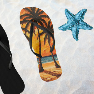 Tongs Sandales de palmiers paradisiaques au soleil chaud