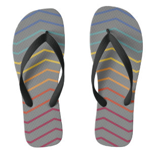 Tongs Sandales plates à motif zigzag coloré moderne