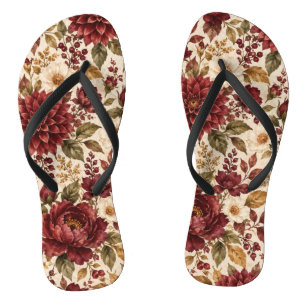 Tongs Sandales plates élégantes pour femme à motif flora