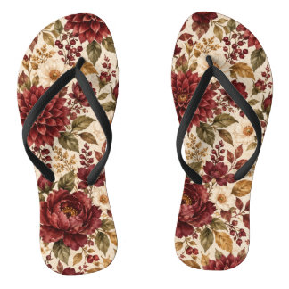 Tongs Sandales plates élégantes pour femme à motif flora