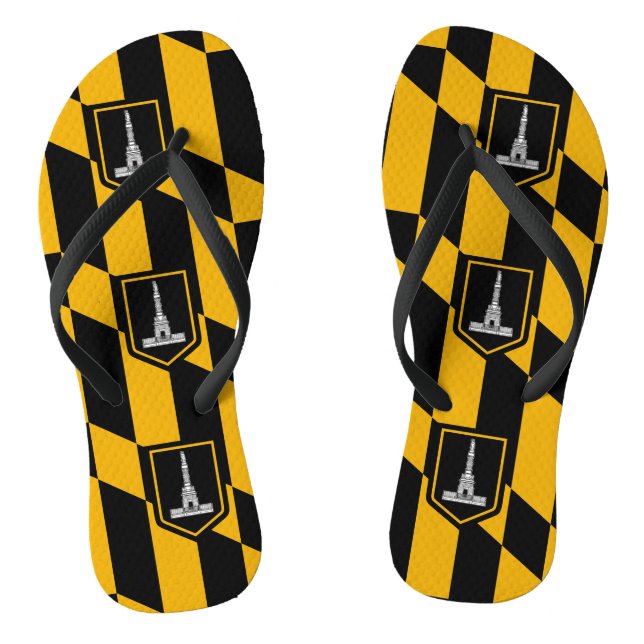 Tongs Sangles minces adultes avec Drapeau de Baltimore,  (Semelle)