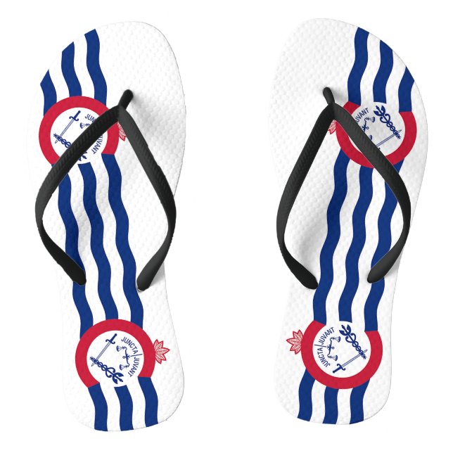 Tongs Sangles minces adultes avec Drapeau de Cincinnati, (Semelle)
