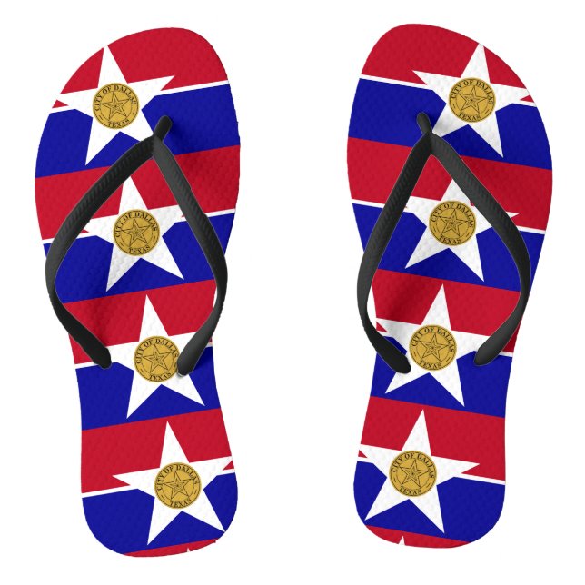 Tongs Sangles minces adultes avec Drapeau de Dallas, Éta (Semelle)