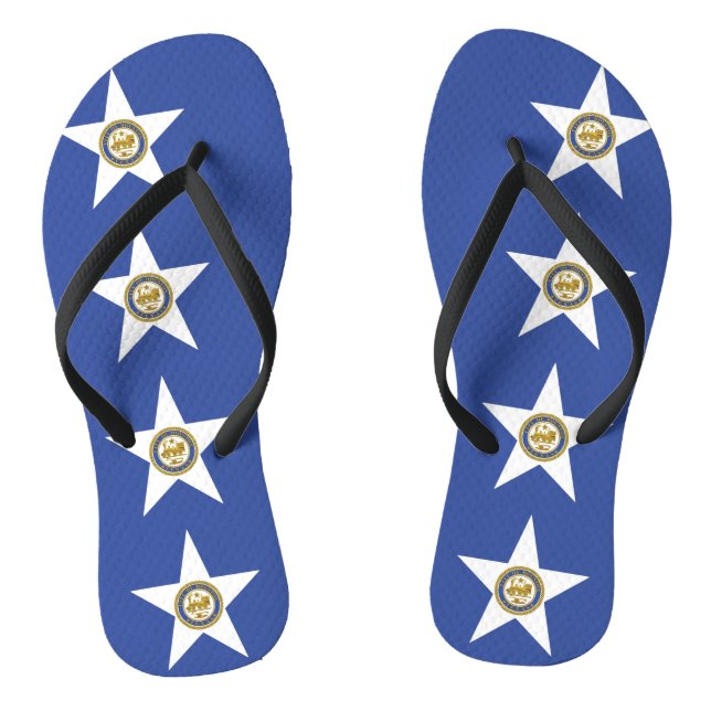 Tongs Sangles minces adultes avec Drapeau de Houston, Ét (Semelle)