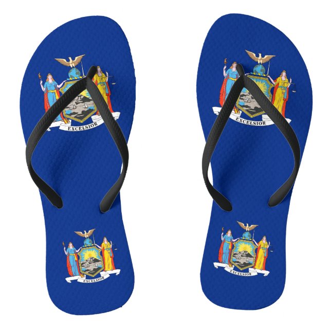 Tongs Sangles minces adultes avec Drapeau de New York, É (Semelle)