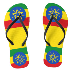 Tongs Sangles minces adultes avec drapeau d'Éthiopie