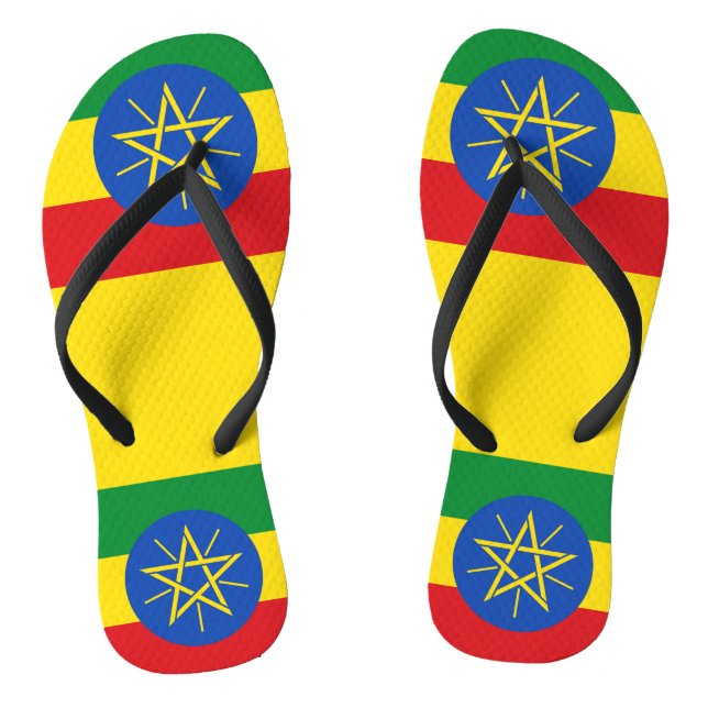 Tongs Sangles minces adultes avec drapeau d'Éthiopie (Semelle)