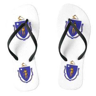 Tongs Sangles minces adultes avec drapeau du Massachuset