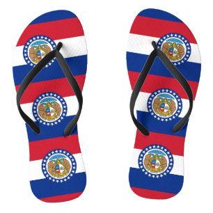 Tongs Sangles minces adultes avec drapeau du Missouri, É