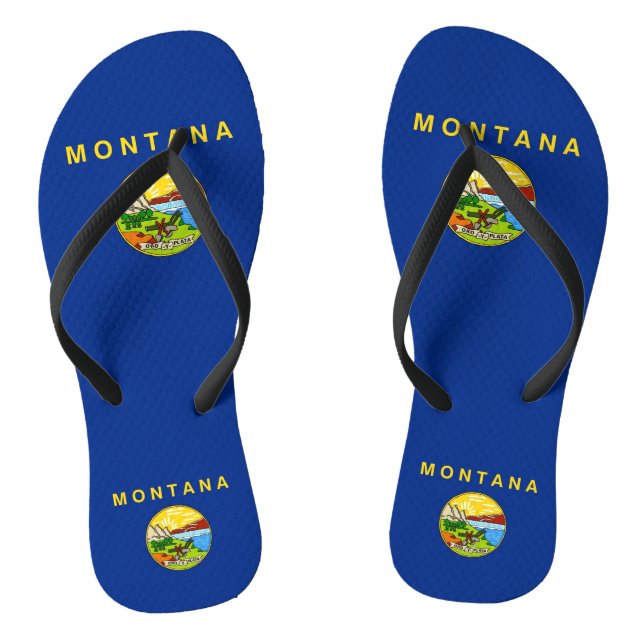 Tongs Sangles minces adultes avec Drapeau du Montana, Ét (Semelle)