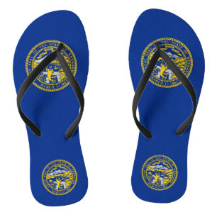 Tongs Sangles minces adultes avec drapeau du Nebraska, É