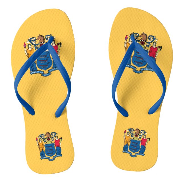 Tongs Sangles minces adultes avec drapeau du New Jersey, (Semelle)