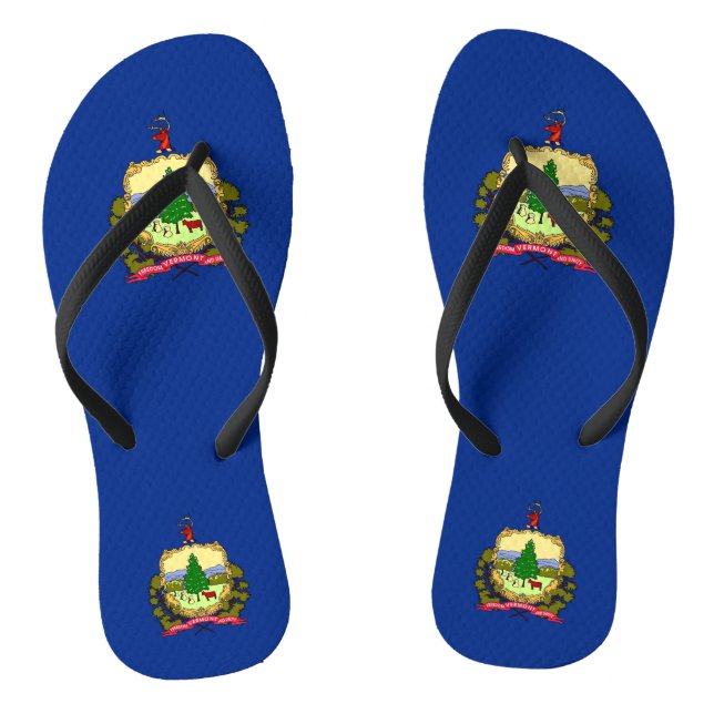 Tongs Sangles minces adultes avec Drapeau du Vermont, Ét (Semelle)