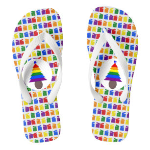 Tongs Sapin de Noël arc-en-ciel pour hommes gays et cade
