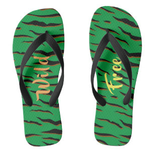 Tongs Sauvage & Gratuit Tigre Gratuit Jaune Orange & Ver